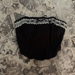 PacSun Black Top with White Lace Detail